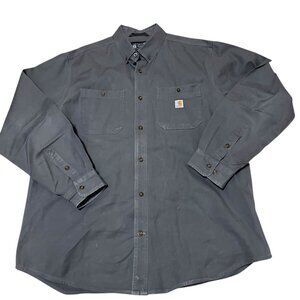 Carhartt Rugged Flex Relaxed Fit Midweight Canvas Shirt Gray Men's Sz XL
